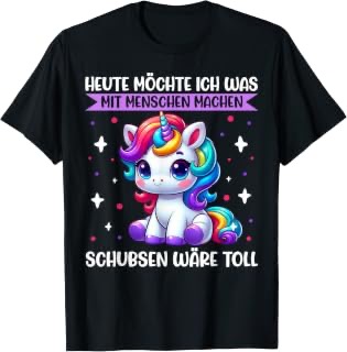 Menschen schubsen Einhorn Herren-T-Shirt